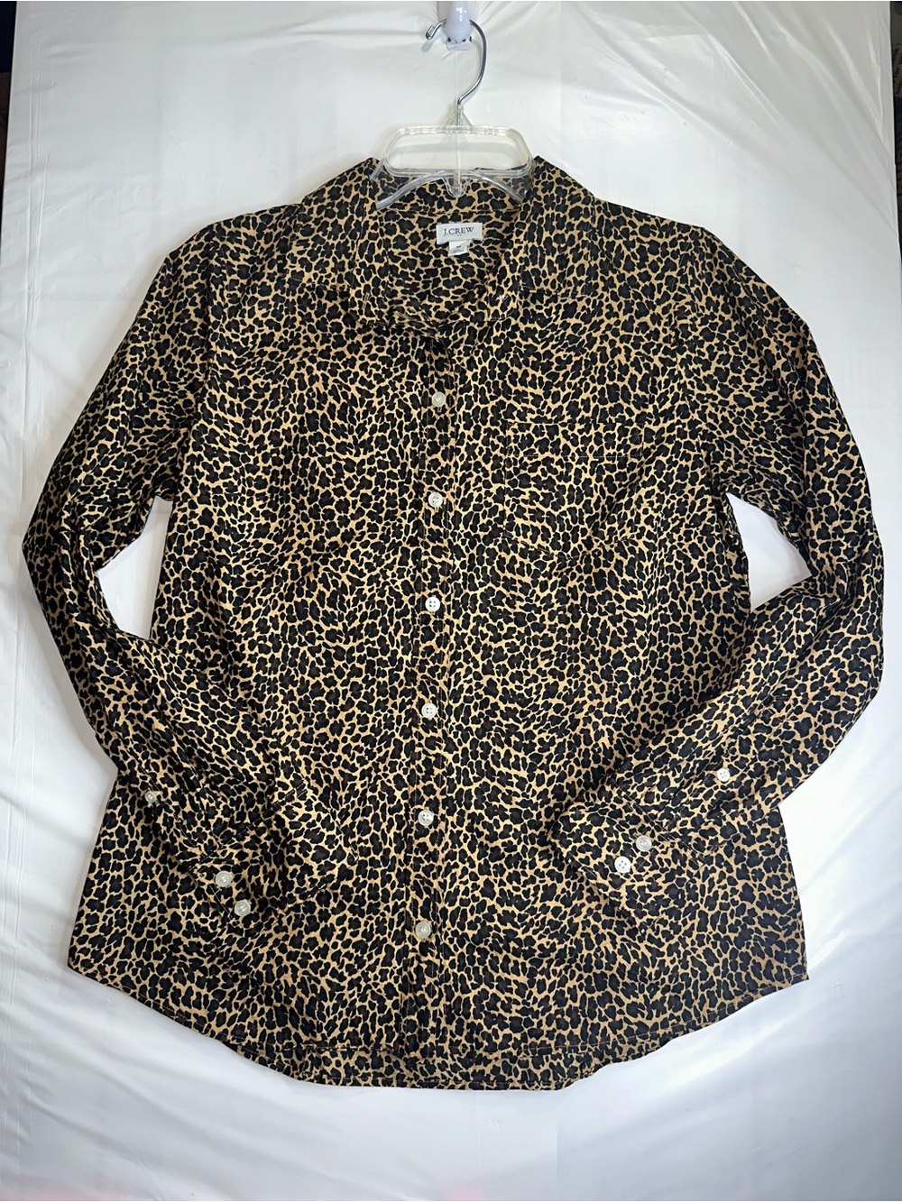 J.Crew Women’s Medium Leopard Print Button Down Shirt Animal Print Blouse